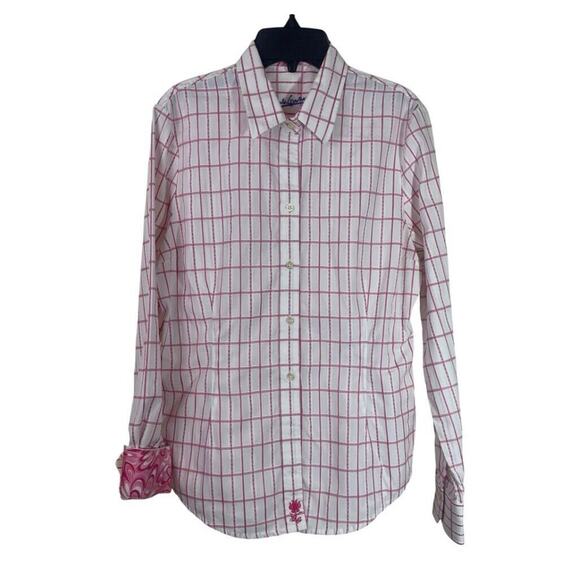 Robert Graham Button Up Shirt Mens M White Embroidered Rose Paisley Flip Cuffs - Picture 1 of 14